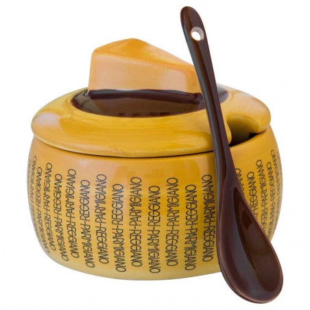 Large ceramic grated cheese bowl with spoon